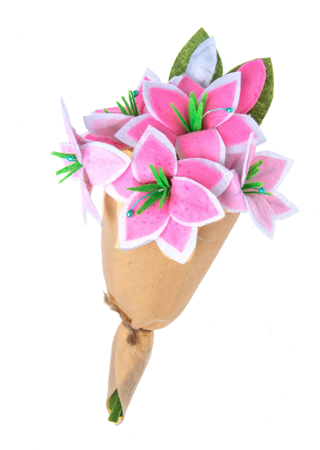 Petite Felt Pink Lilies Bouquet