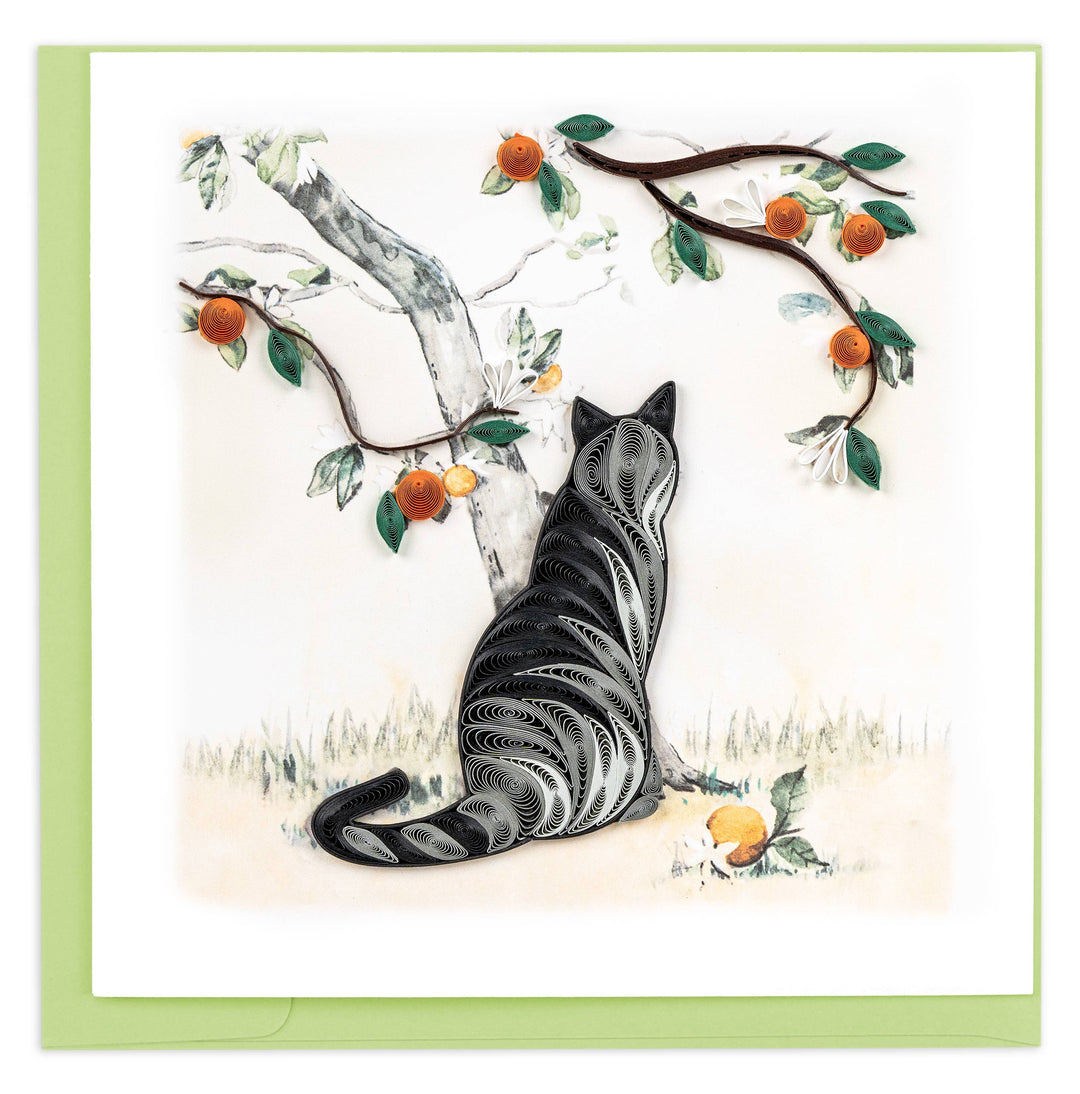 Quilled Cat & Orange Branch Quilling Card