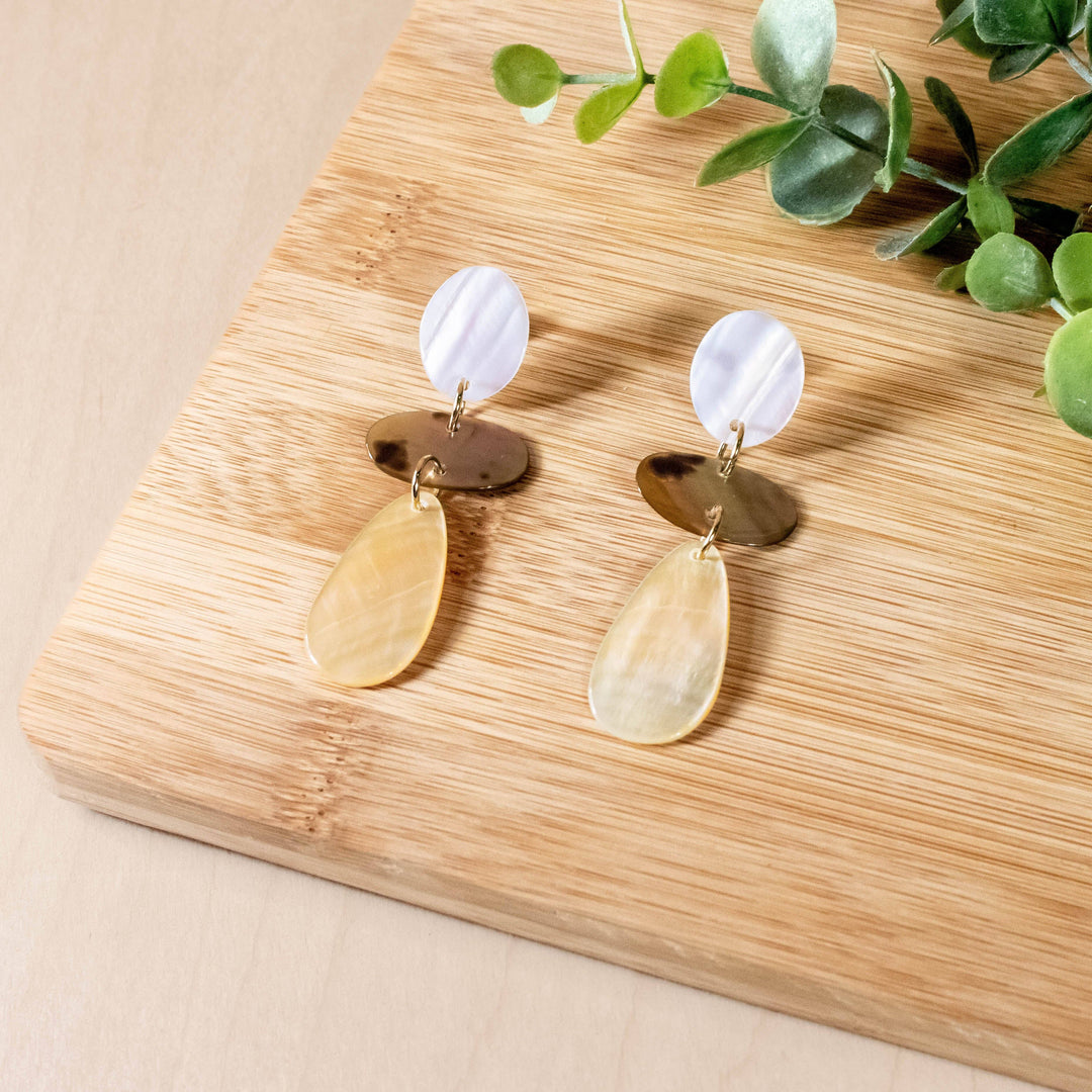 Mother of Pearl Tricolor Dangle Earrings