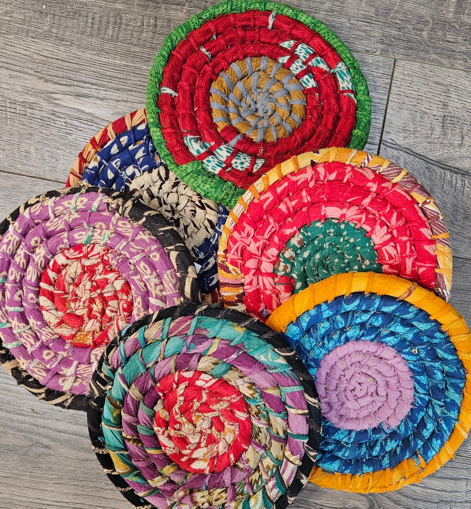Chindi Sari Wrap Trivets Assorted