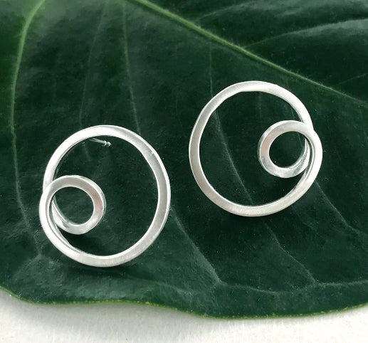 Circle in Circle Earrings - Sterling Silver