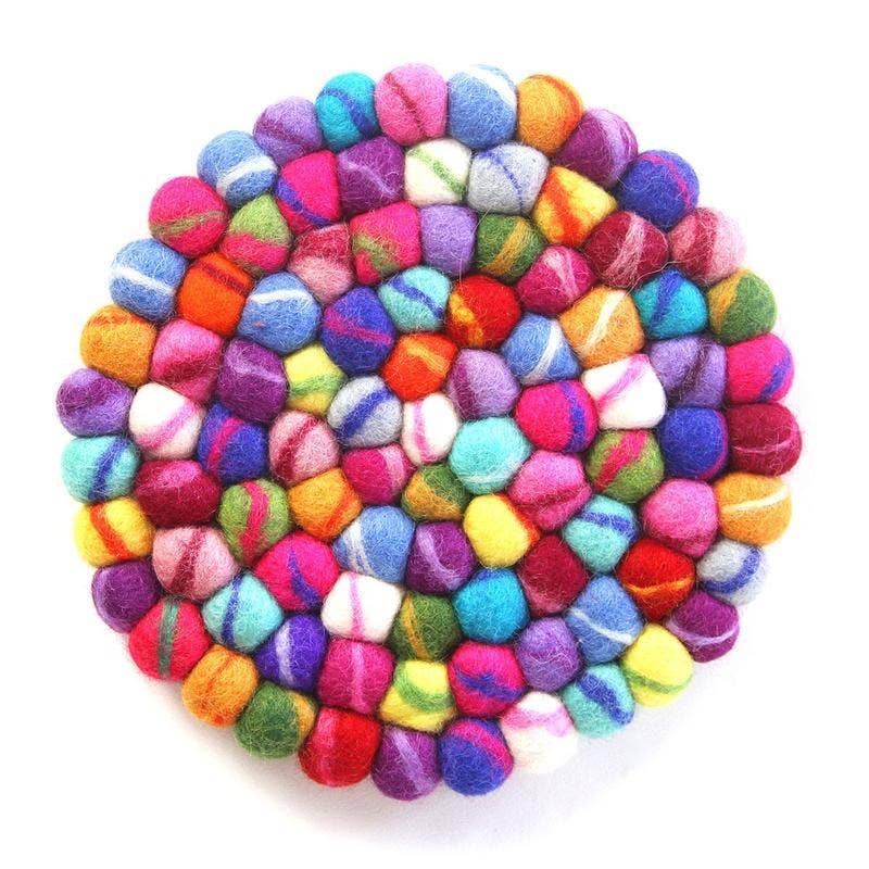 Rainbow Tie Dye Felt Coasters-Set of 4