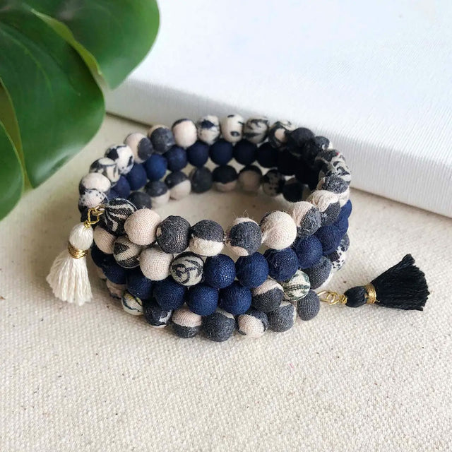 Indigo Wrap Bracelet - Kantha