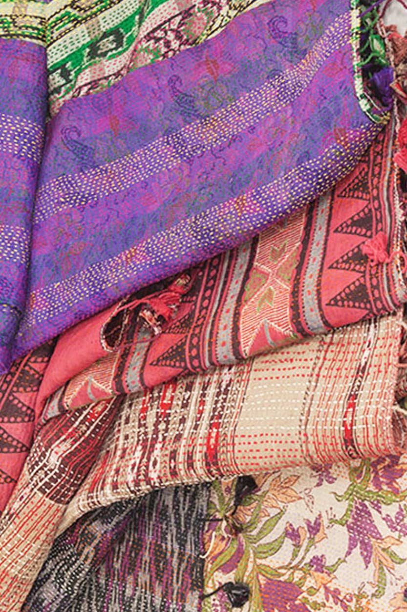 Kantha Silk Sari Scarves Assorted