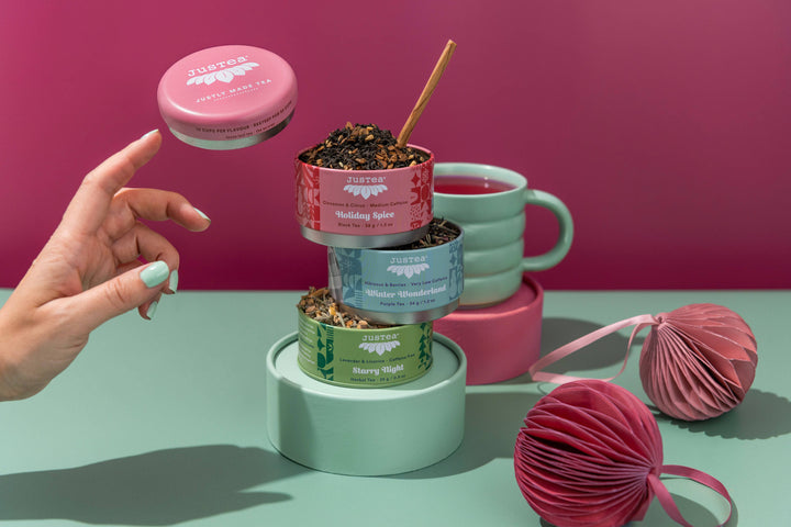 Holiday Loose Leaf Tea Trio Tin & Spoon 3.5oz JusTea