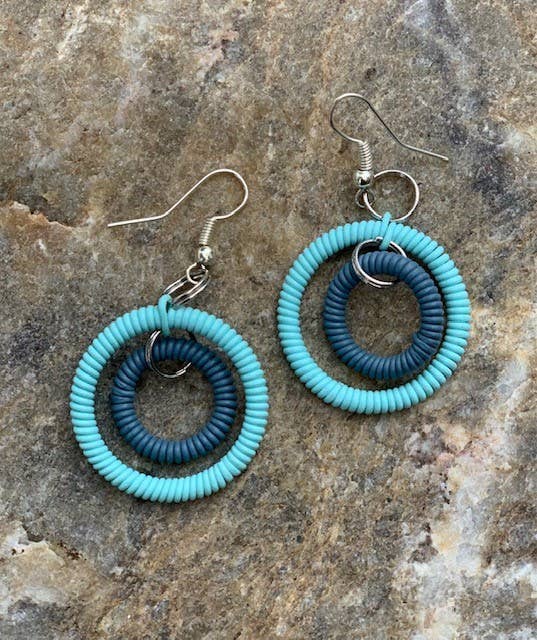 Double Ring Earrings Telephone Wire