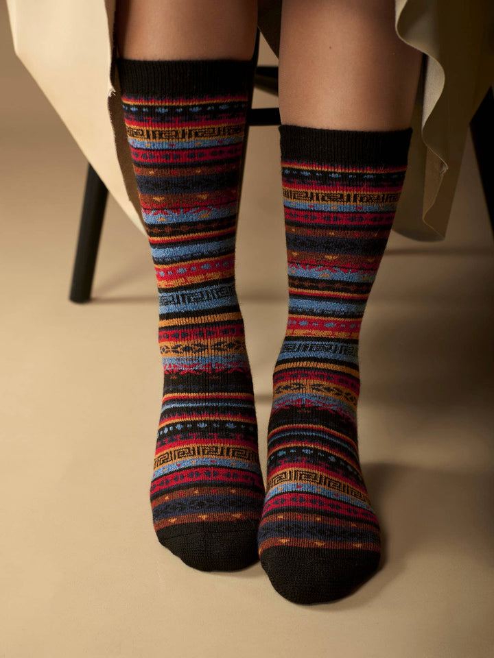 Fair Isle Full Cushion Alpaca Crew Socks