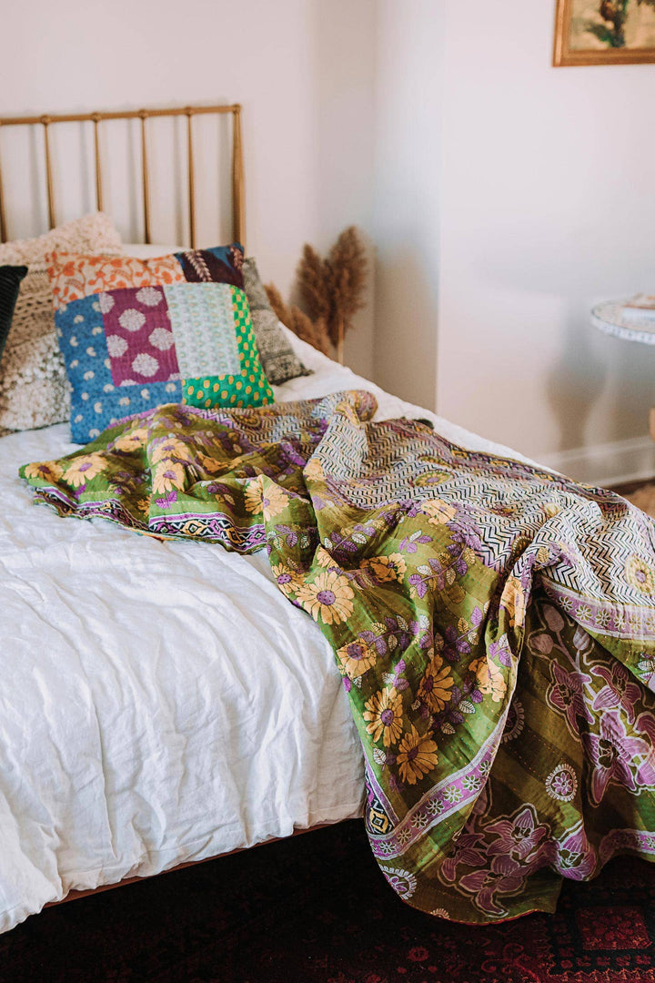 Upcycled Sari Cotton Throw 84"x38" Assorted