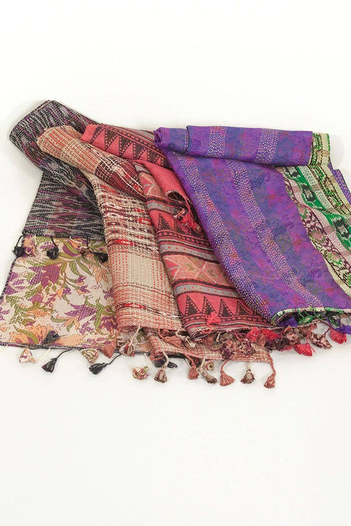 Kantha Silk Sari Scarves Assorted