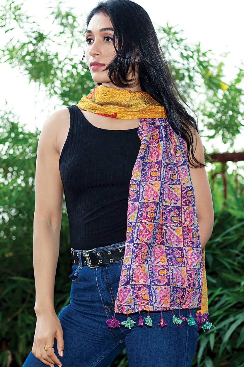 Kantha Silk Sari Scarves Assorted