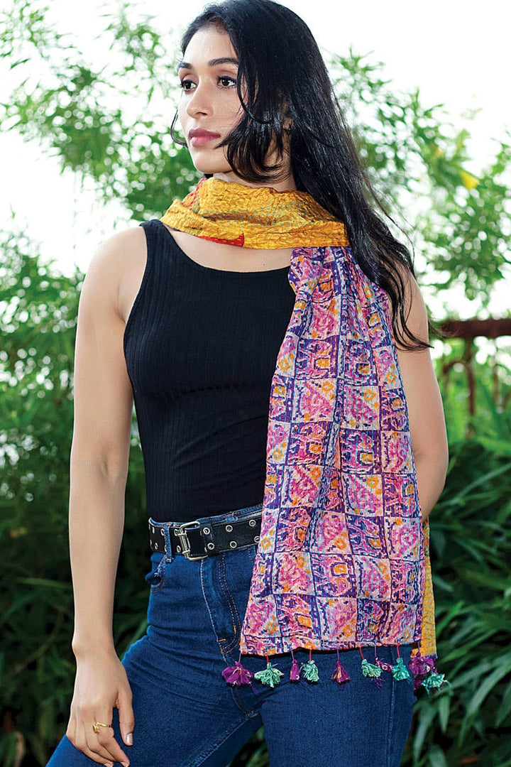 Kantha Silk Sari Scarves Assorted