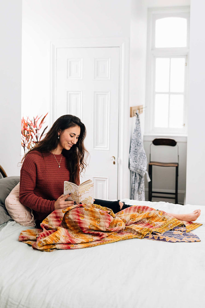 Upcycled Sari Cotton Throw 84"x38" Assorted