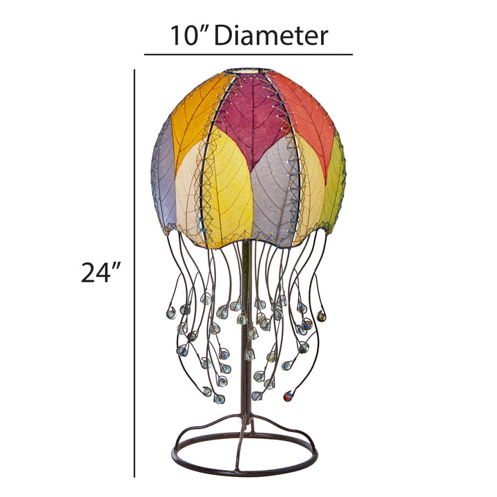 Jellyfish Table Lamp Multi Color, Shade Made of Cocoa Leaves