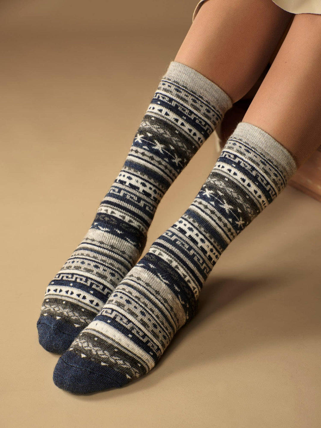Fair Isle Full Cushion Alpaca Crew Socks