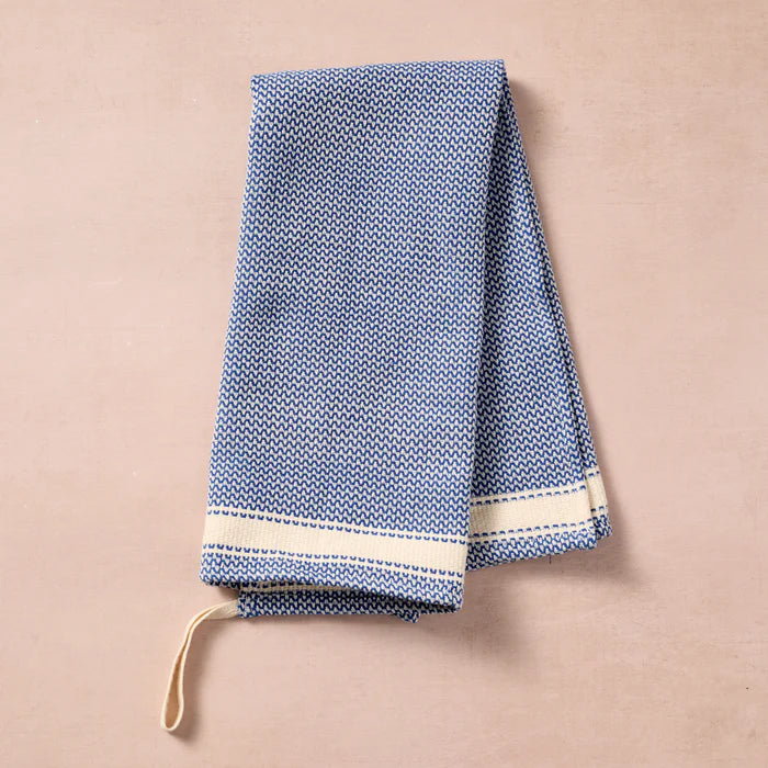 Matbakh Cotton Tea Towel - Blue with Tan