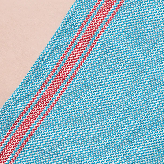 Matbakh Cotton Tea Towel - Aqua with Red