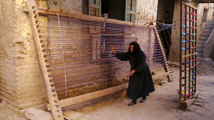 Matbakh Cotton Tea Towel - Blue with Tan