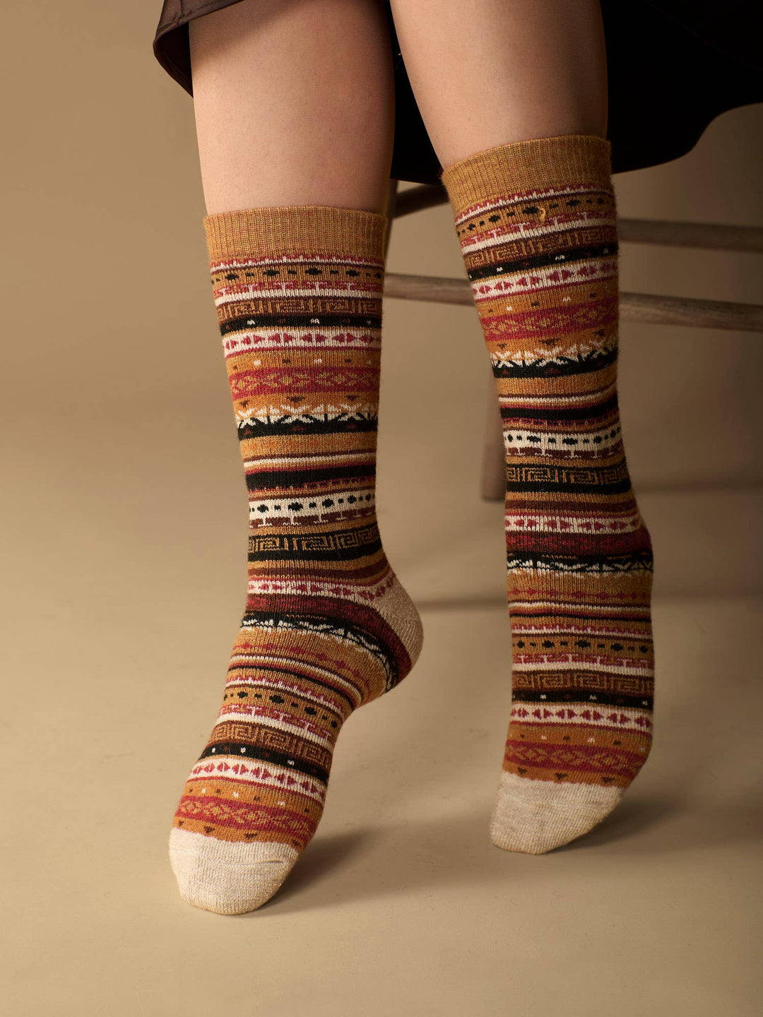 Fair Isle Full Cushion Alpaca Crew Socks