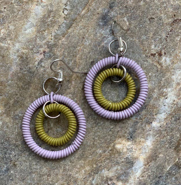 Double Ring Earrings Telephone Wire