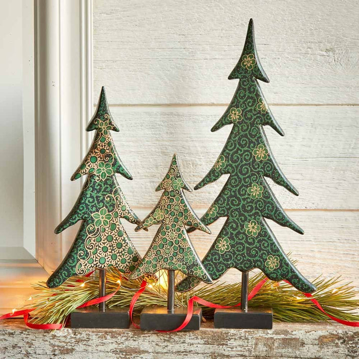 Batik Holiday Trees - Set of 3
