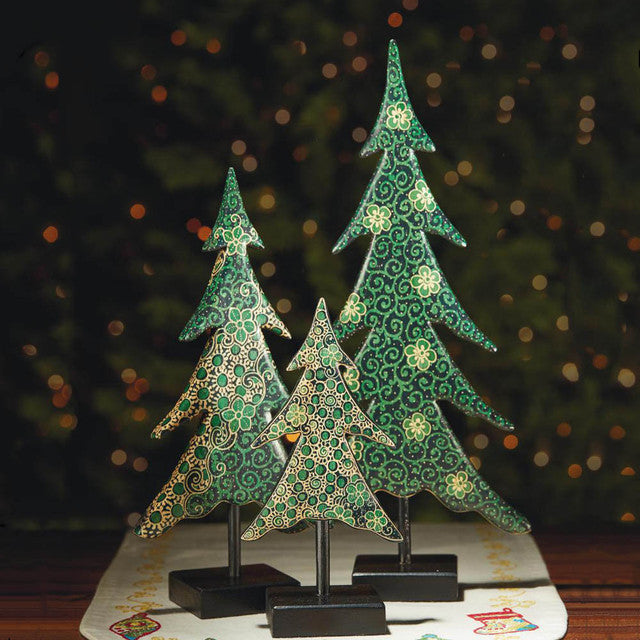 Batik Holiday Trees - Set of 3