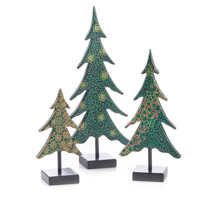 Batik Holiday Trees - Set of 3