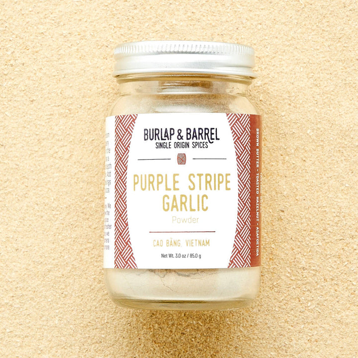 Purple Stripe Garlic 3.0oz Burlap and Barrel