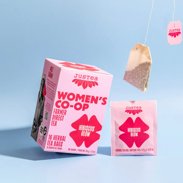 Hibiscus Glow Tea 16 Tea Bags Organic JusTea