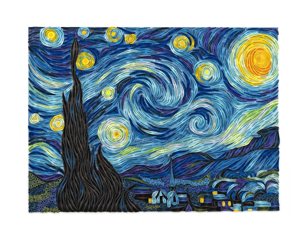 Quilled Starry Night Van Gogh Wall Art - 15 in X 11in