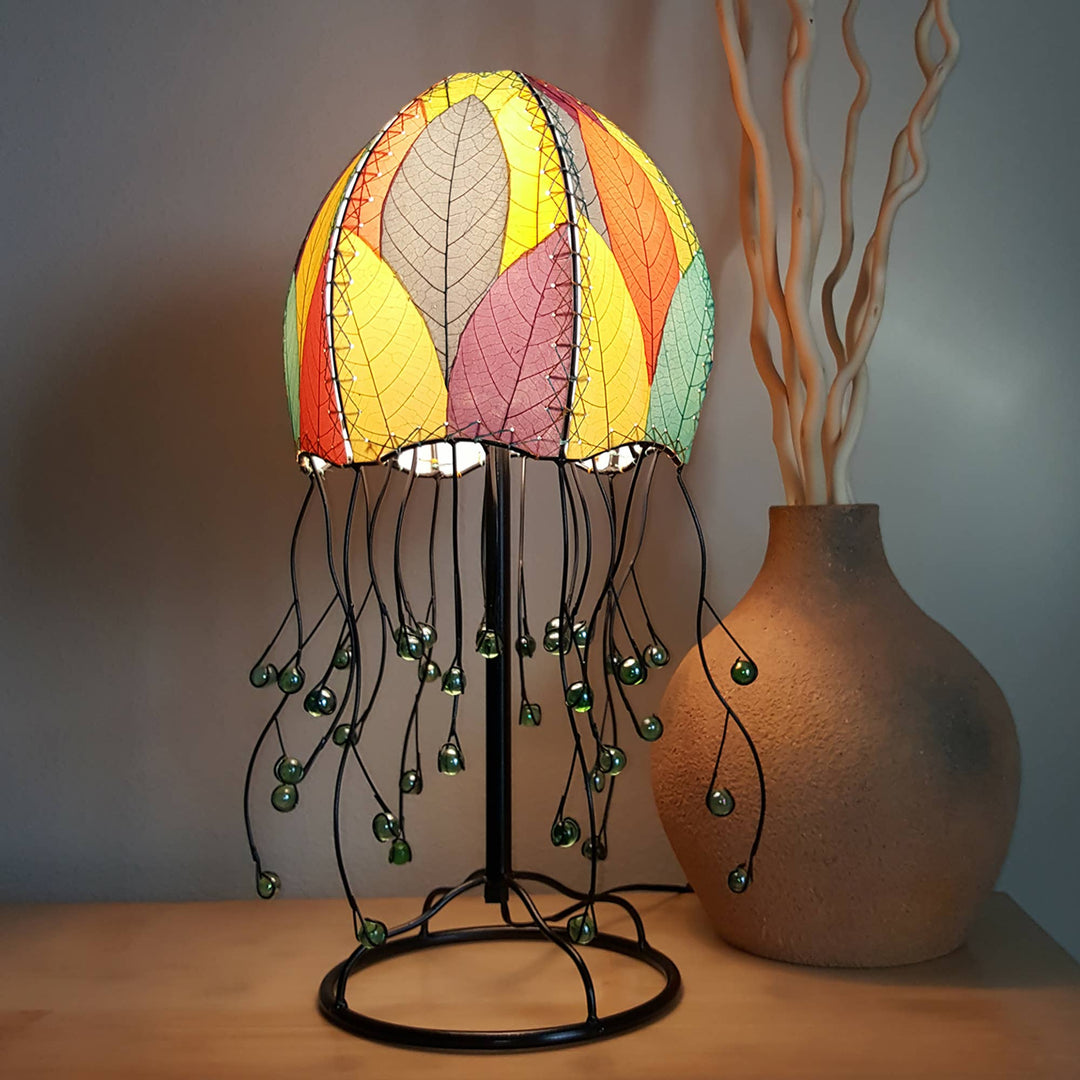 Jellyfish Table Lamp Multi Color, Shade Made of Cocoa Leaves