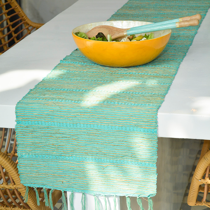 Vetiver Runner - Aqua Stripes