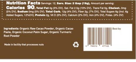 Turmeric Infused Vegan Drinking Chocolate 8oz Organic Elements