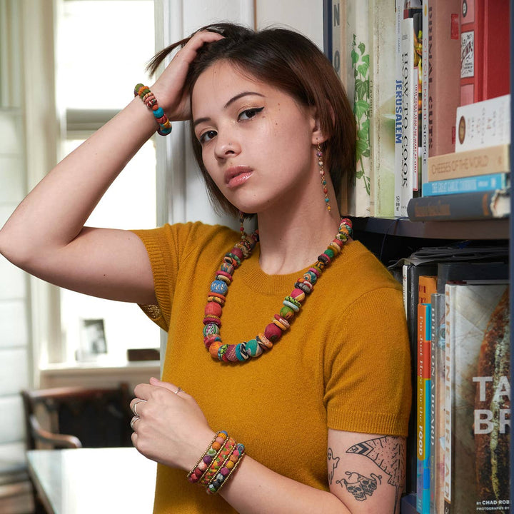 Kantha Button Necklace
