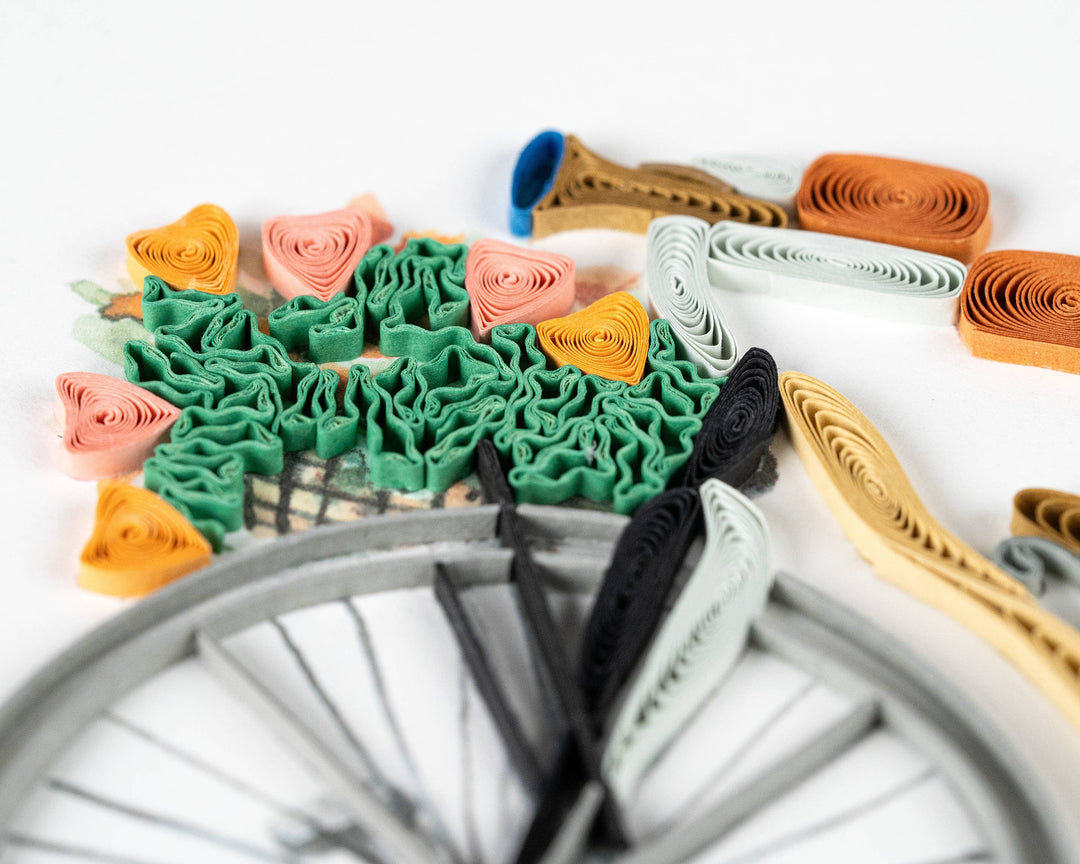 Antique High-Wheel Bicycle Quilling Card
