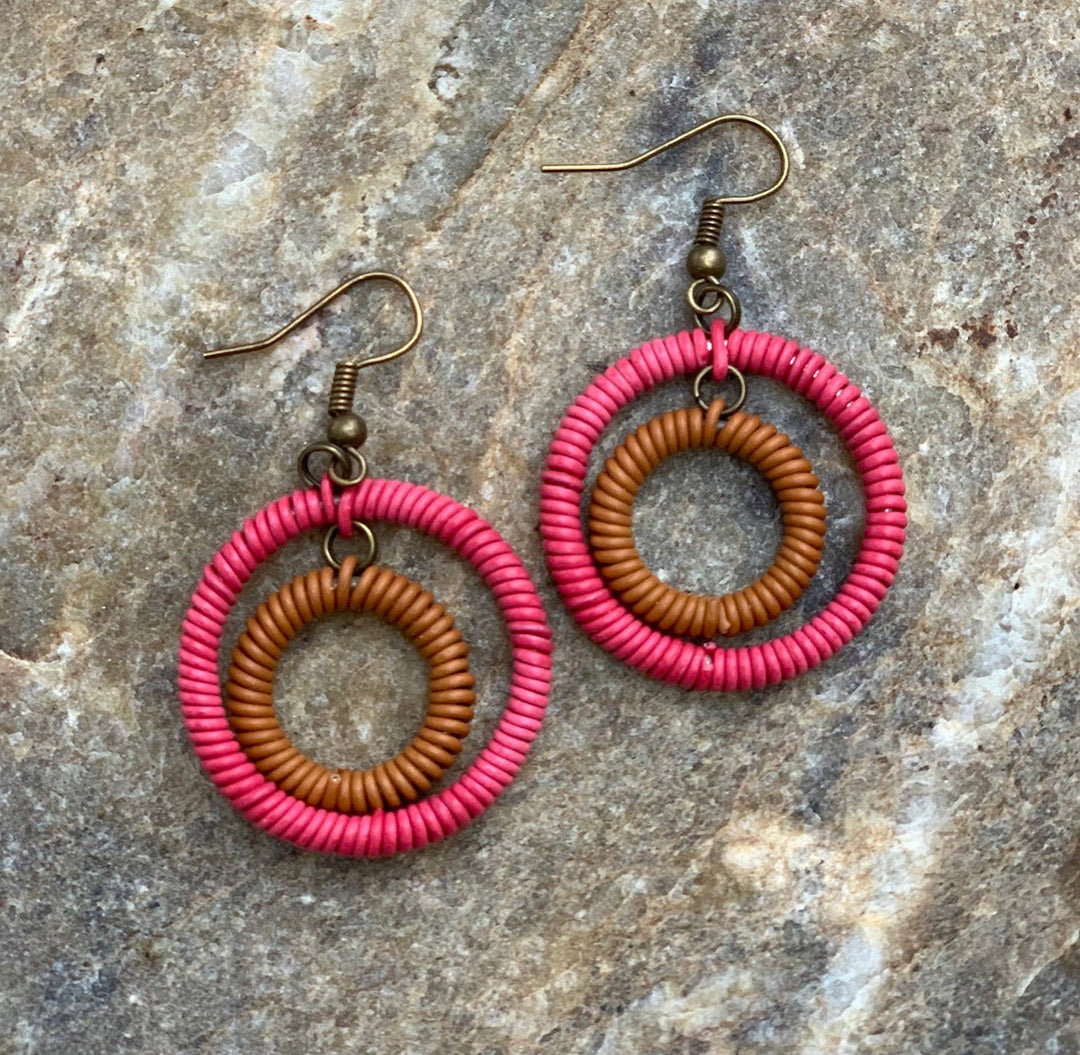 Double Ring Earrings Telephone Wire