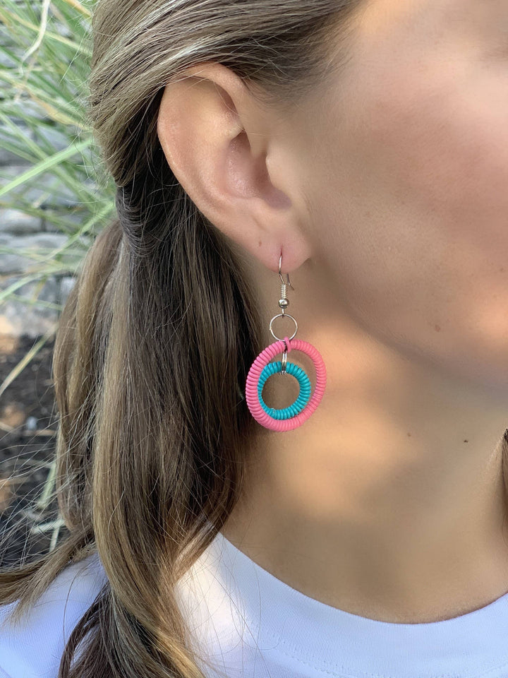 Double Ring Earrings Telephone Wire