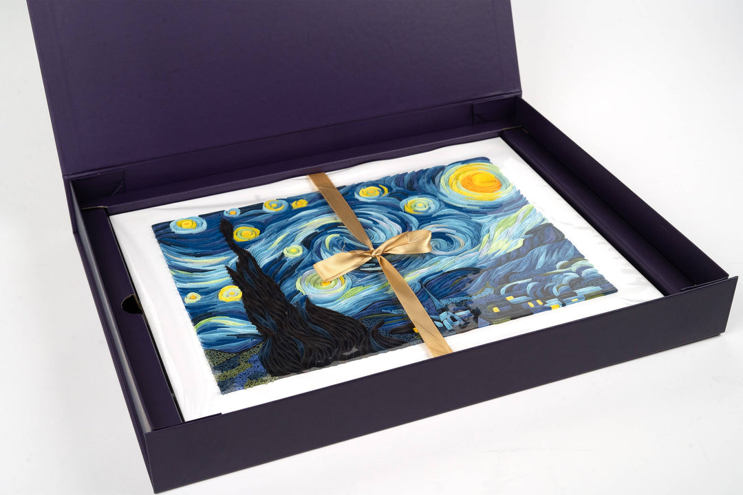Quilled Starry Night Van Gogh Wall Art - 15 in X 11in