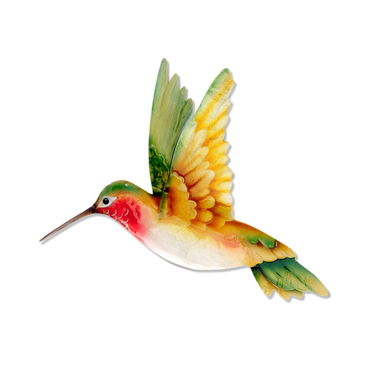 Hummingbird Capiz Wall Decor Yellow And Green