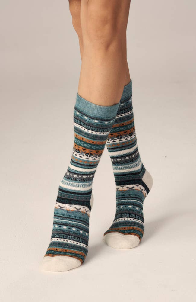 Fair Isle Full Cushion Alpaca Crew Socks