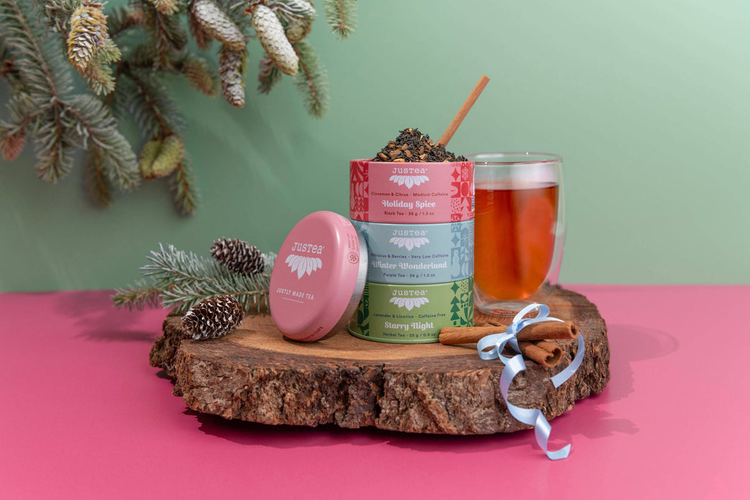 Holiday Loose Leaf Tea Trio Tin & Spoon 3.5oz JusTea