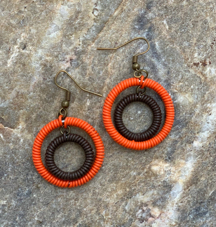 Double Ring Earrings Telephone Wire