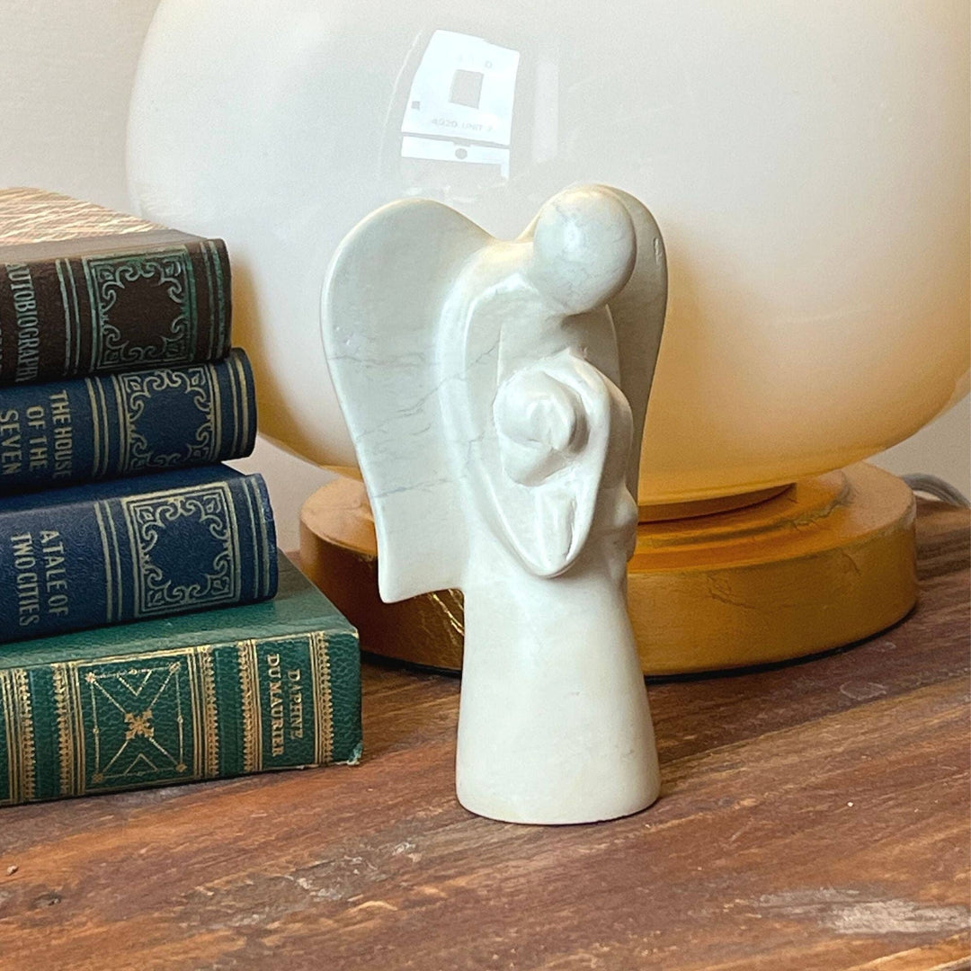 Angel and Cat Soapstone Sculpture