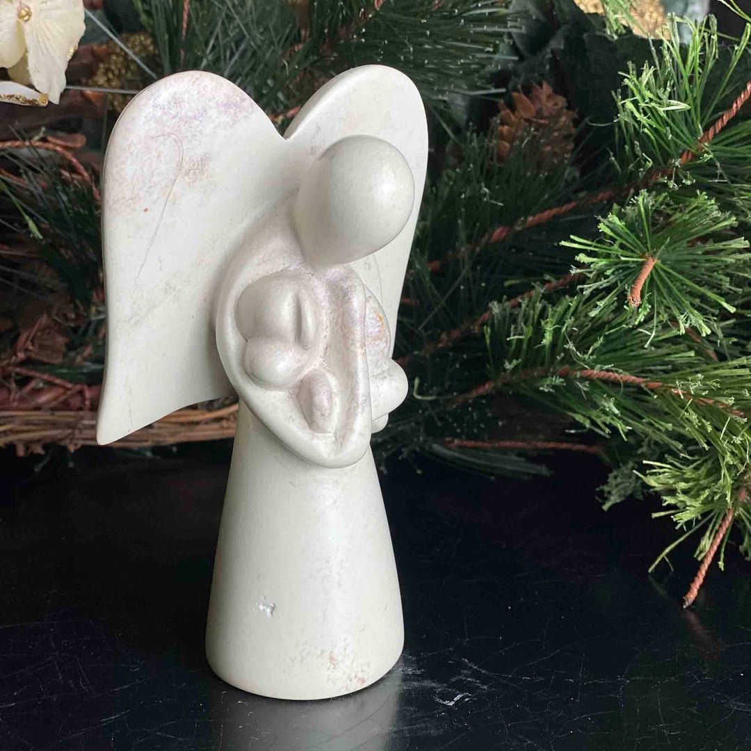 Angel and Cat Soapstone Sculpture