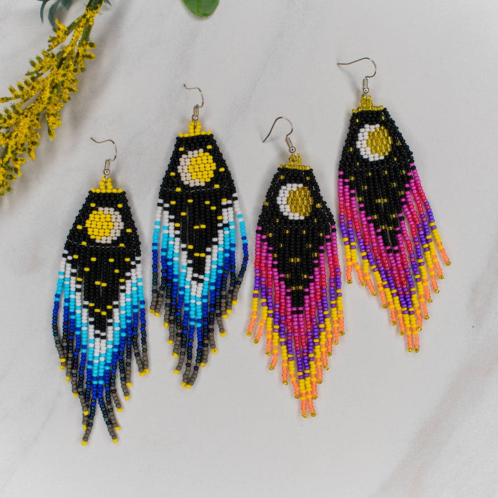 Crescent Moon Fringe Earrings