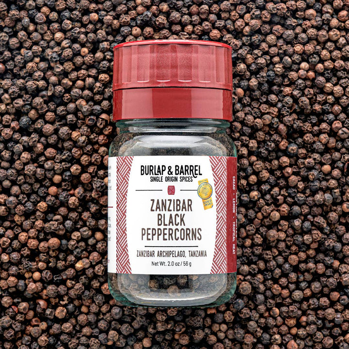 Zanzibar Black Peppercorns 2.0oz  Burlap and Barrel