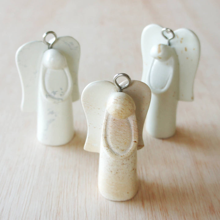 Natural Soapstone Angel Ornament