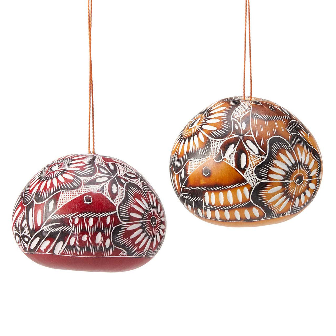 Avian Motif Gourd Ornaments - Set of 2