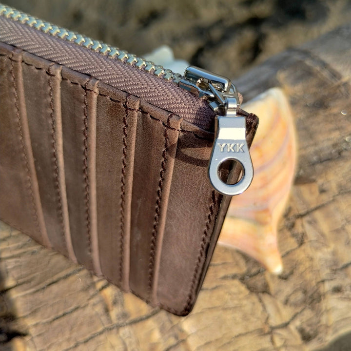 Zippered Leather Card Wallet