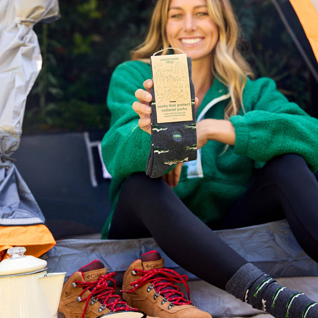 Socks that Protect National Parks Gray Fish Conscious Step
