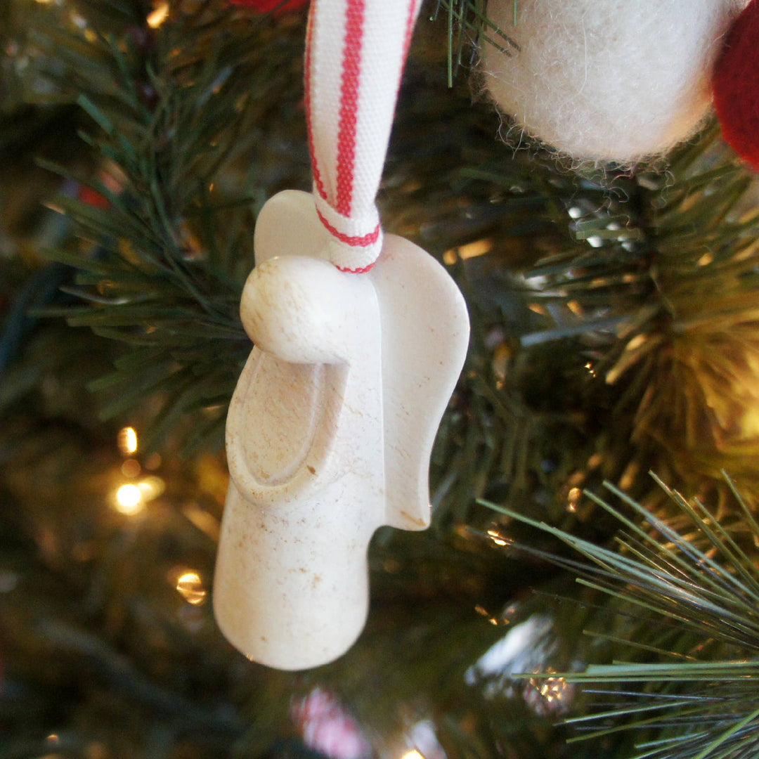 Natural Soapstone Angel Ornament